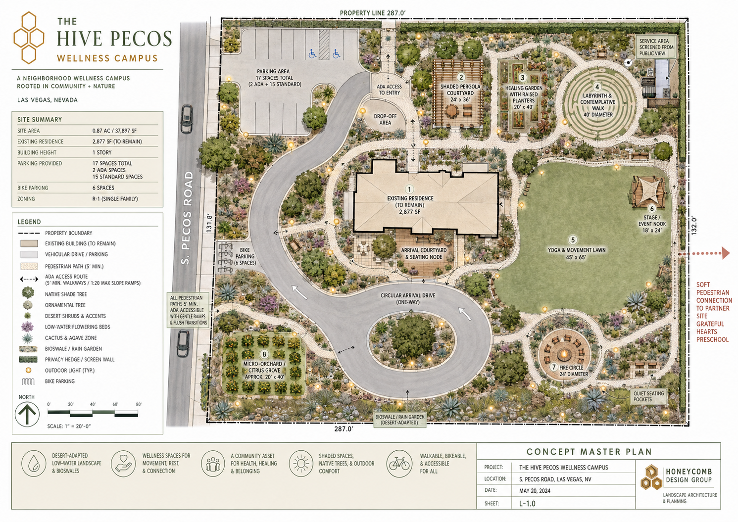 Concept master plan of The Hive: Pecos Wellness Campus